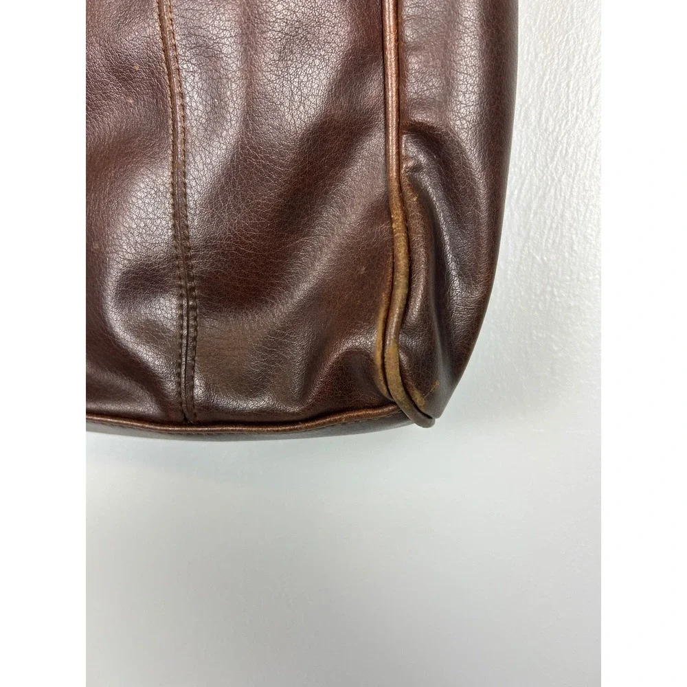 Nine West Brown Faux Leather Shoulder Bag Tote Purse 90s Y2K Neutral Fall Earthy